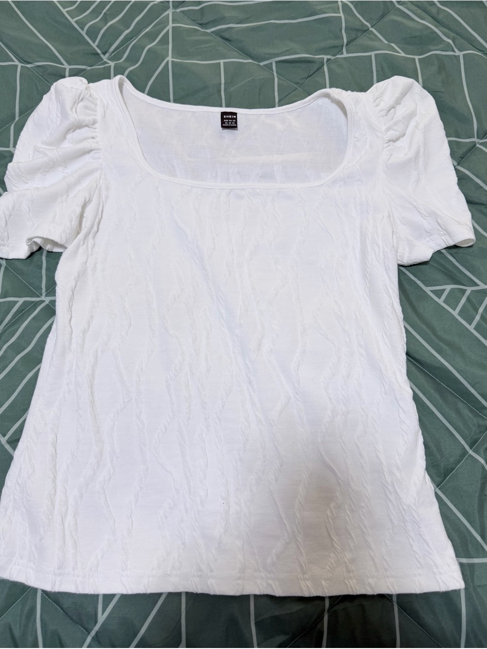 Women’s White Puff Sleeve Square Neck Top